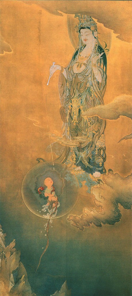 フェノロサ日本美術の復活の恩人から大切な言葉を伝えられた芳崖「悲母観音」版画