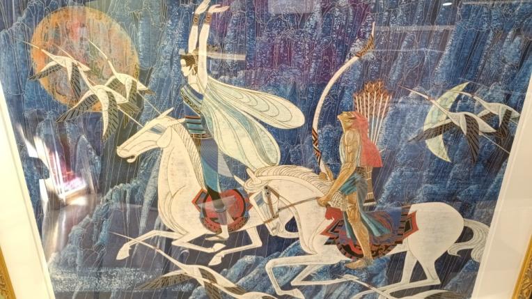 丁シャオカン　シルクスクリーン版画　2026年は馬の年！　空を飛ぶ鳥たち！