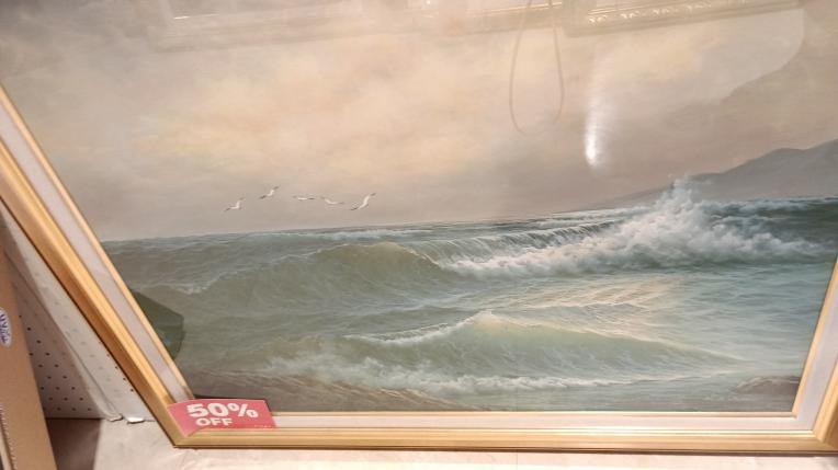 桂慶一油絵「朝焼けの海」