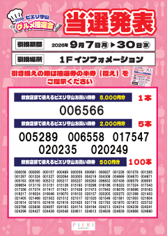 【お知らせ】グルメ抽選会　当選発表！！