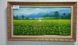 ケンジ・ミネギシ「菜の花畑」油絵で小さなサイズお待たせ致しました。