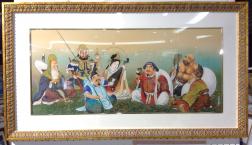 旧1万円札の聖徳太子でおなじみの馬堀喜孝画伯（馬堀法眼喜孝画伯）「七福神」シルクスクリーン!ご予約受け付け中！