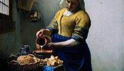 ＜月曜・木曜日は定休日＞１点のみ！フェルメール「牛乳を注ぐ女」額付きシルクスクリーン132000円→50％OFF！