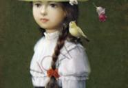 深澤邦朗「小鳥と花帽子」版画！