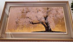 「私を忘れないで。」花言葉　優美な女性　中島千波シルクスクリーン版画！枝垂桜展示販売！