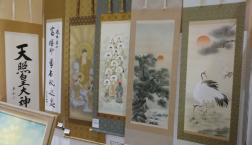 夏祭り絵画セール！長崎「平和記念像」作者　北村西望彫刻家1921～1944年日展会長を歴任。自筆掛け軸！