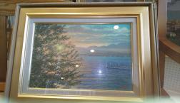 琵琶湖！深尾多加緒画家 原画「一枚の繪」でおなじみの先生　油絵！滋賀県内の風景原画！　