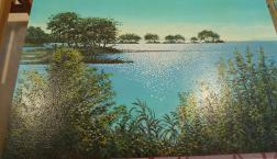 深尾多加緒画家　原画油絵　「長浜」P6サイズ　すべて額付き！　美しい風景画！