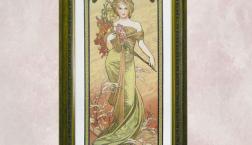 アルフォンス・ミュシャシルクスクリーン版画　「春」新しい春の始まり！にいかがですか？