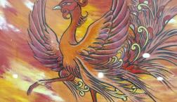 本日　2025年　夏至　　龍敬子　「鳳凰」太陽エネルギー！　波動絵画原画！