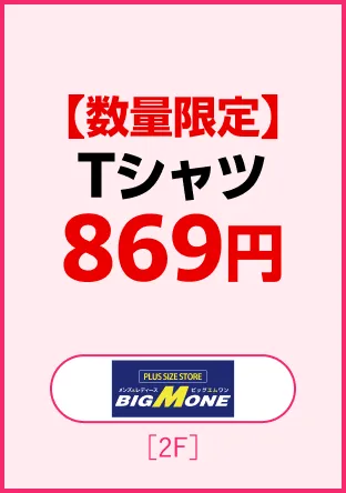 数量限定Ｔシャツ869円